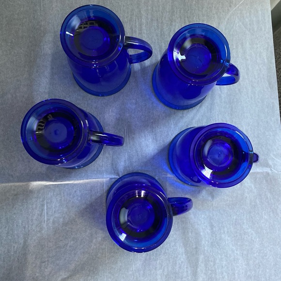 4 STARBUCKS BLUE GLASS MUGS - Picture 3 of 5
